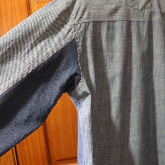 Robert Graham Blue Gray Pin Stripe Camo Flip Cuff Sleeves Button Down Shirt 2X - Picture 13 of 16